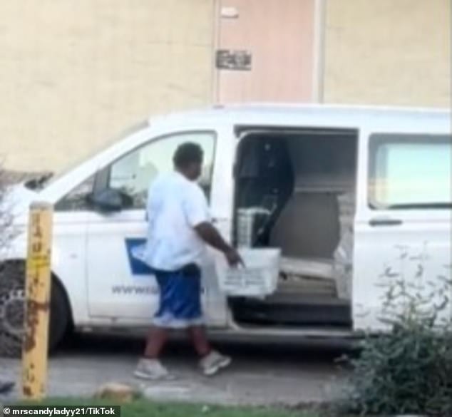 The alleged mailman threw the mail into the front of the mailbox, before retrieving more mail from the back of the vehicle