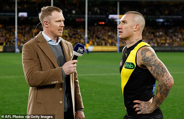 Former teammate and good friend Jack Riewoldt (pictured left with Martin after a match this year) has already made the switch to the media