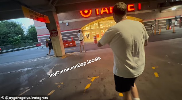 Footage posted by the group Dads Against Predators shows members approaching Kemp-Neal as he waited outside a Target store in Mount Vernon on July 13.