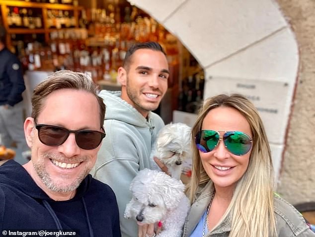 The couple spent time on the French Riviera with Cora's boyfriend Jorg Kunze (pictured left) during a group holiday at Schumacher's home