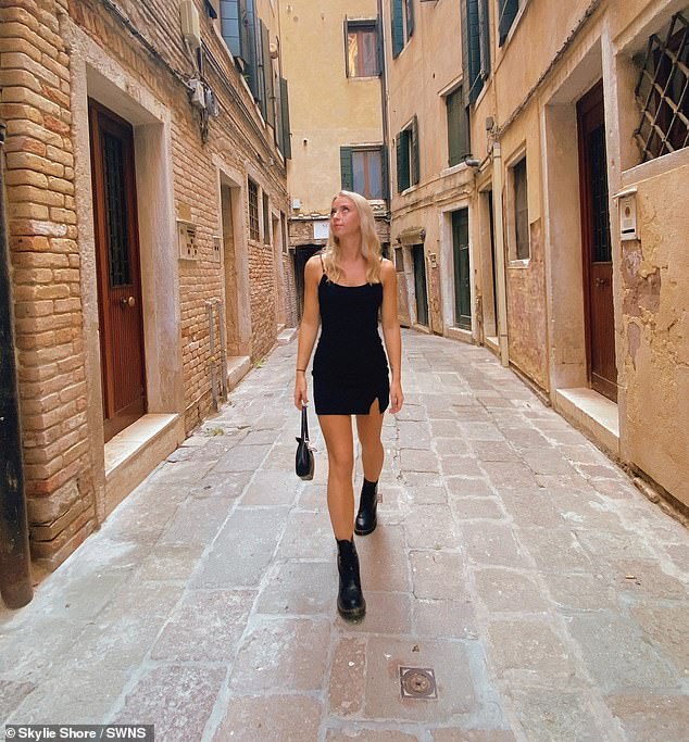 The globetrotting corporate event planner (pictured in Italy) often leaves her boyfriend at home to travel alone