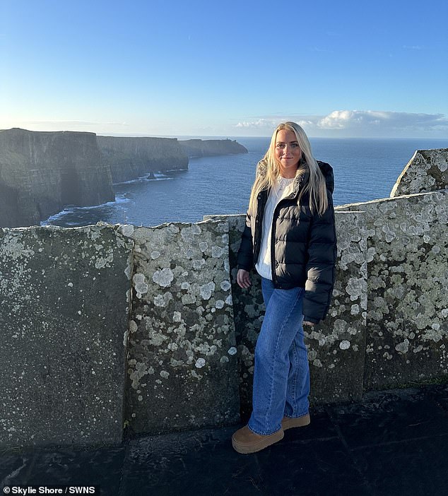 In the photo in Ireland, Skylie shared how she loves being outside and in nature when she travels