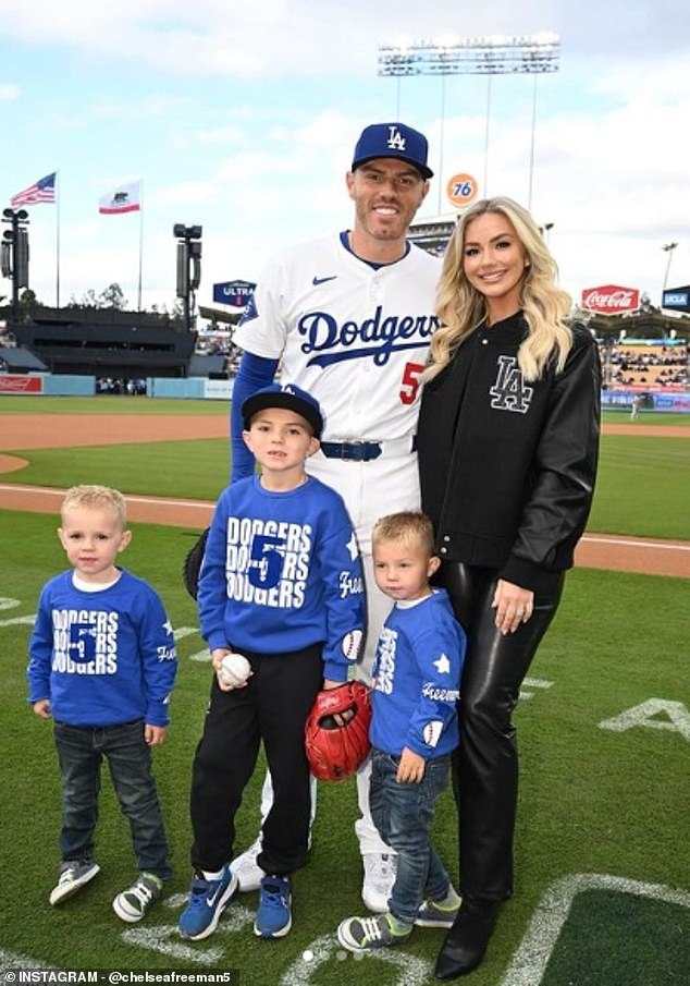 Freddie Freeman and his wife Chelsea gave an update on the condition of their son Max (left) last week