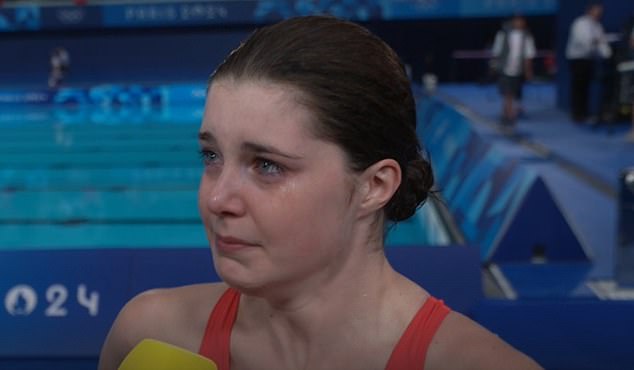 The Team GB star choked back tears after her brave performance in the 10m platform final