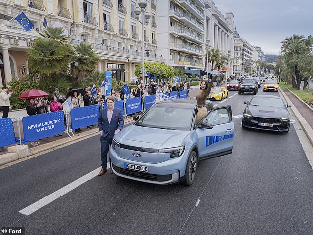 Adventurer Lexie Limitless (Lexie Alford) - pictured right - became the first person to drive around the world in an electric vehicle, driving Ford's all-new Explorer SUV. The world record was set in Nice on March 26, 2024, with Ford's managing director, Jim Farley (left), greeting Lexie at the finish line. The Ford Explorer officially went on sale once the record was set