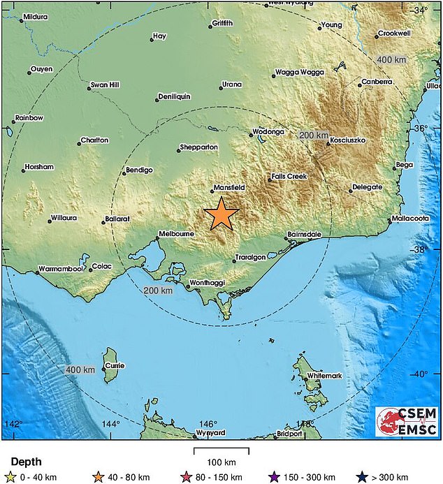 The quake was felt in Wangaratta, Benalla, South Morang, Healesville, Yarra Junction and Dargo, with more than 1,400 people reporting the tremor