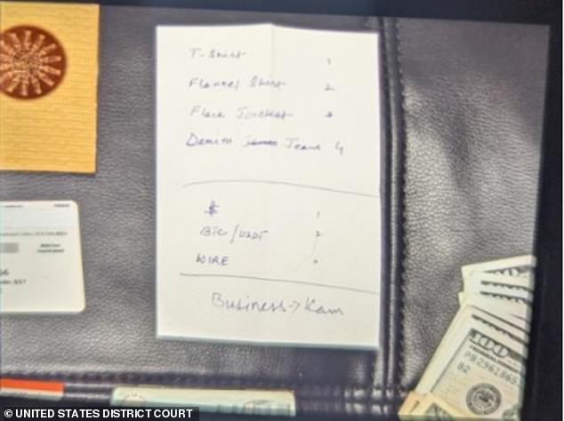 The photos show the notes he made on one of the napkins recovered during the investigation