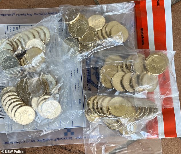 Officers found and seized 189 undeclared Bluey coins (pictured) after executing a search warrant at a property in Sydney's west