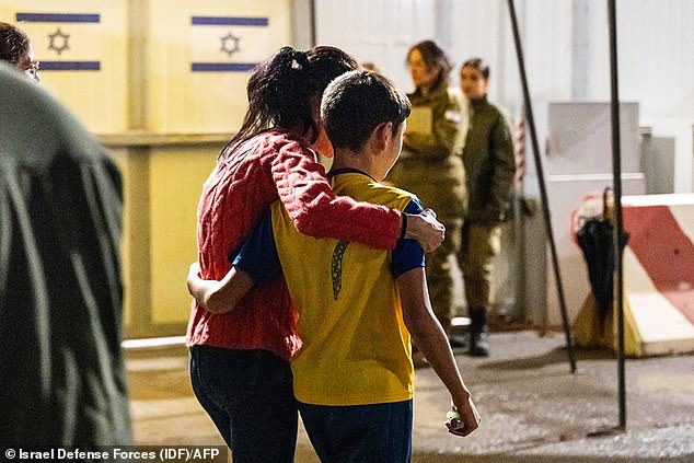 Twelve-year-old Eitan Yahalomi is pictured here shortly after being reunited with his mother in November 2023