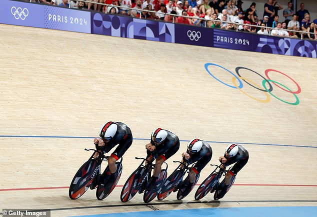 Ethan Hayter, Oliver Wood, Charlie Tanfield and Ethan Vernon (LR) will compete in the team pursuit