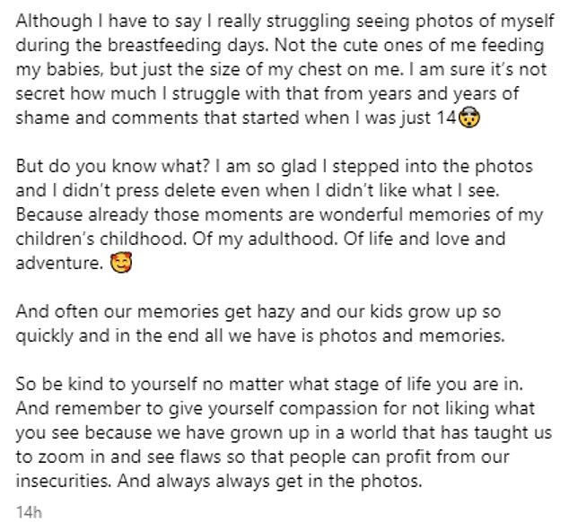 Ashley shared a lengthy caption about why she didn't post them back then