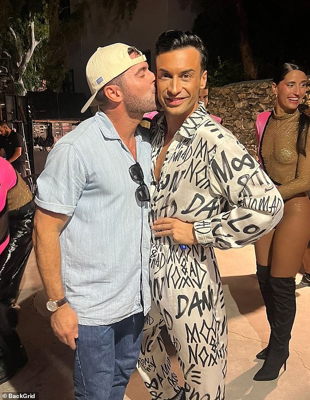 The 36-year-old actor was seen having a great time as he even kissed his handsome boyfriend Panos Spentzos during a party on the beautiful South Aegean island on Thursday, August 1