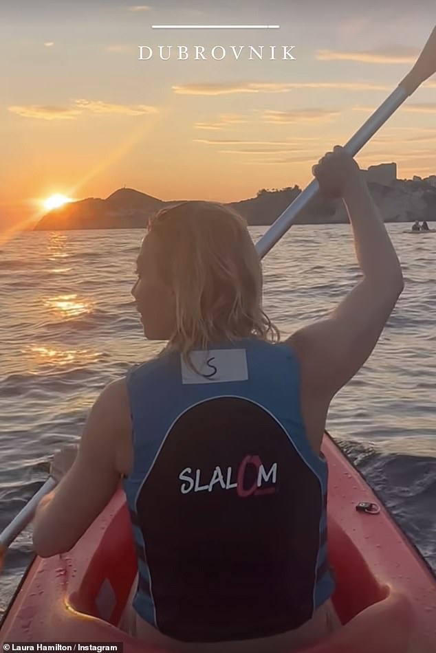 The presenter later uploaded a clip to her Instagram Story as she enjoyed a sunset kayaking session