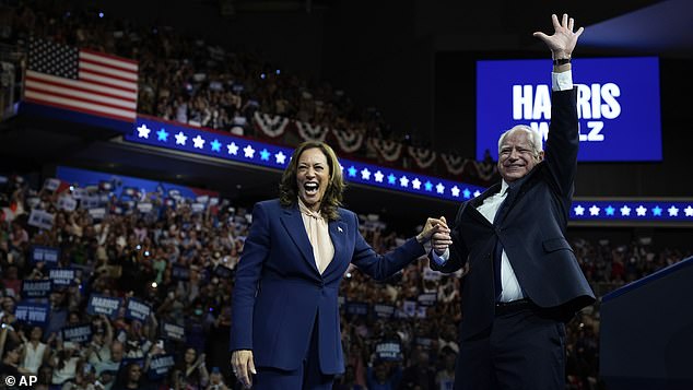 Kamala Harris and Tim Walz appear at their first campaign rally as running mates in Philadelphia, PA on August 6. They were introduced by Governor Josh Shapiro