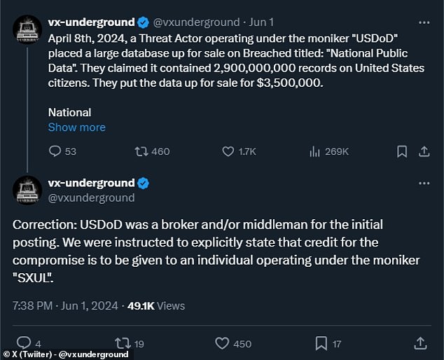 According to the owners of the website VX-Underground, who viewed the hacker's entire 277.1 gigabyte file, most Americans, including many of their deceased relatives, are likely victims of the hack and therefore potential plaintiffs in the class action.