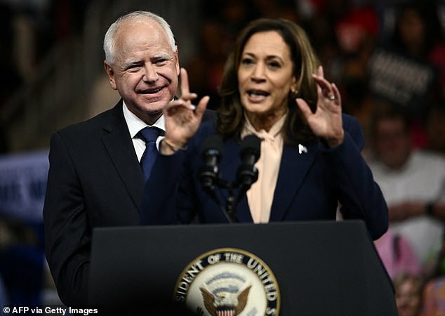 Harris and Walz made their first campaign stop as running mates at a rally in Philadelphia on Tuesday (pictured together on August 6, 2024)