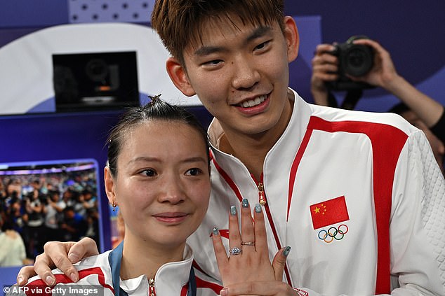 The couple got engaged after Huang's mixed doubles gold medal win last week