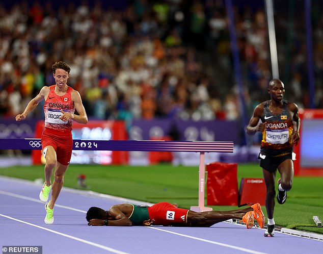 Girma hit his head on the track after hitting a hurdle on the final lap of the race