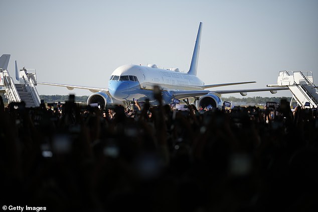 Air Force Two arrives for Kamala Harris and Tim Walz meeting in Detroit