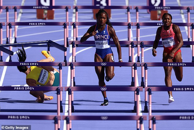 She was able to finish the race and will get a second chance in the repechage for the hurdles.