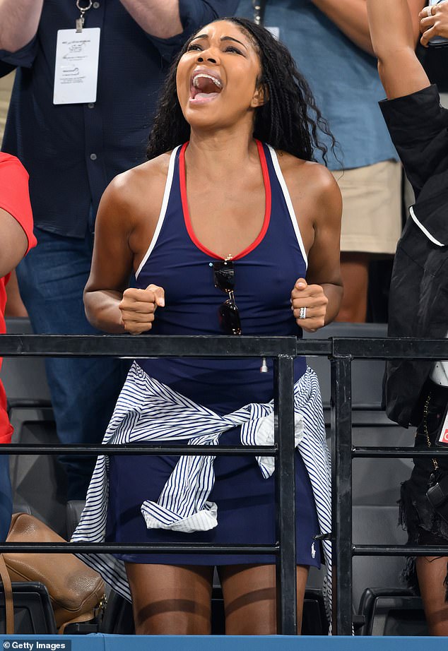 Earlier in the day, the LA's Finest actress was spotted passionately cheering on Simone Biles and Jordan Chiles during the Women's Artistic Gymnastics floor final.