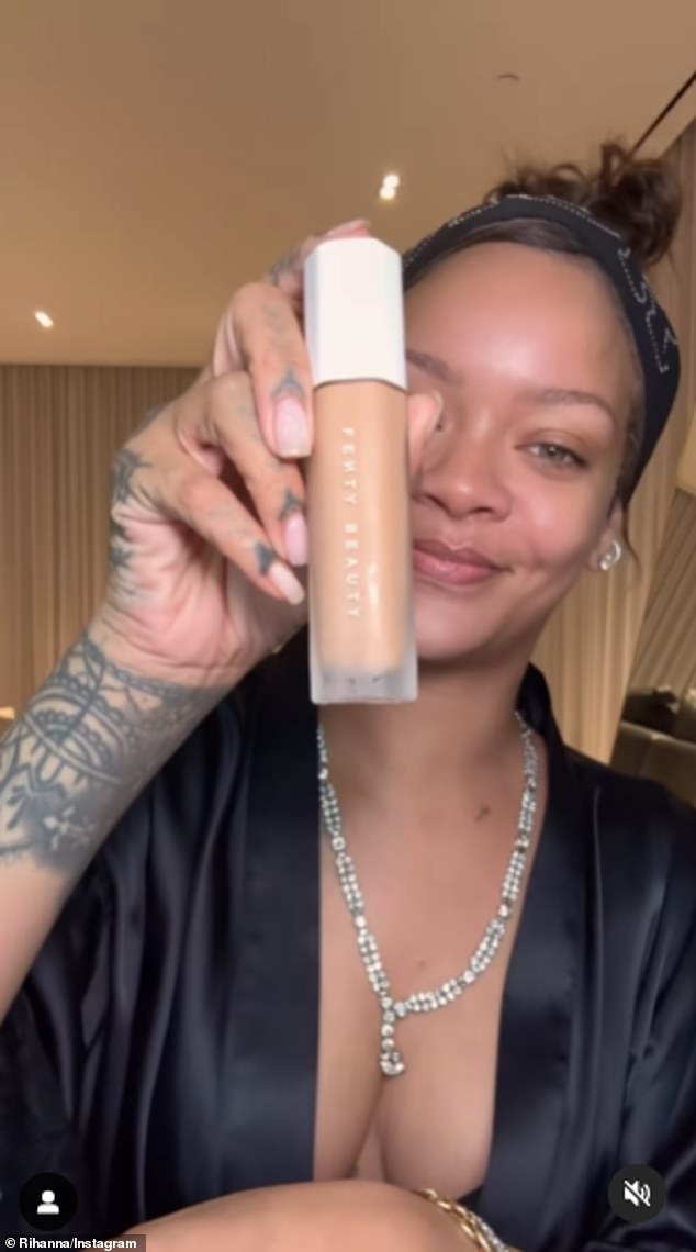 The 36-year-old Bajan billionaire - who has 310.3 million followers on social media - said on Wednesday: 'Today we're going to apply Soft'Lit Naturally Luminous Longwear Foundation'