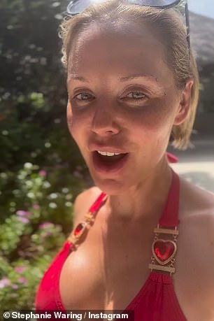 Wearing black sunglasses over her slicked-back hair, the blonde beauty then walked around the estate, showing off her private pool, outdoor pool and well-maintained grounds