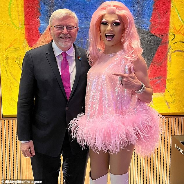 Kitty Glitter was invited to the residence of Mr Rudd's ambassador for the second Pride party this year