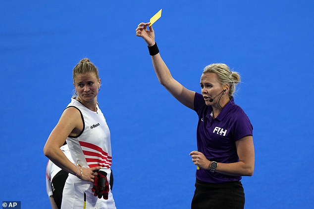 Yunxia was shown a yellow card by referee Amber Church, as was Belgian Judith Vandermeiren