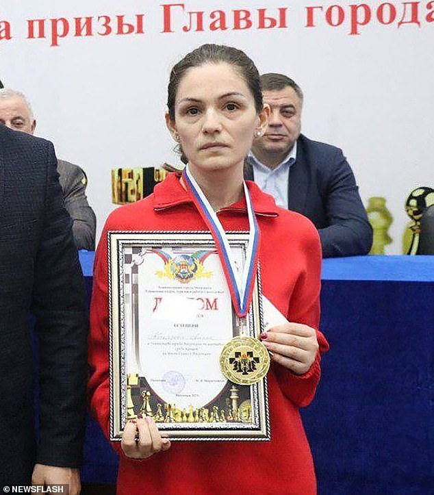 Chess officials did not wait for the results of the police report and confirmed that Abakarova (pictured) was immediately stripped of her title of Dagestani chess champion after seeing the footage