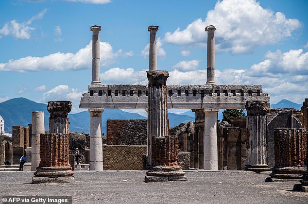 Pompeii lies beneath Mount Vesuvius and was famously buried and preserved for posterity by a massive eruption in 79 AD.