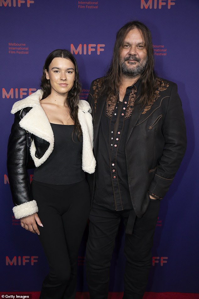 Australian filmmaker Warwick Thornton (right) was also in attendance, making a bewitching impression in a black and brown floral jacket and matching shirt