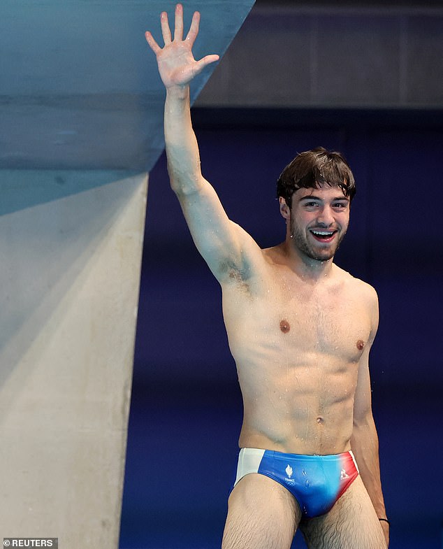 The French Olympian drives fans wild with his extremely tight swimming trunks. Pictured during the semi-final yesterday