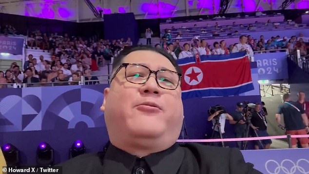 The lookalike - who goes by the name Howard X - supported North Korea in boxing and table tennis