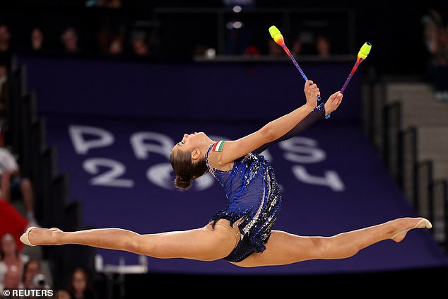 Pigniczki pictured in action during Thursday's match at the Porte de La Chapelle Arena