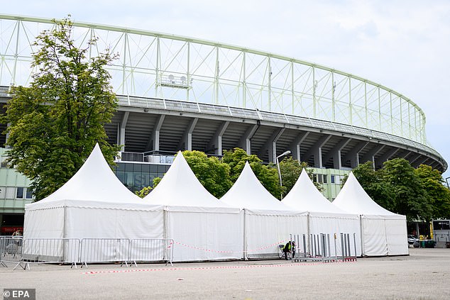 View of the Ernst Happel Stadium this morning after all three concerts of American singer-songwriter Taylor in Vienna were cancelled