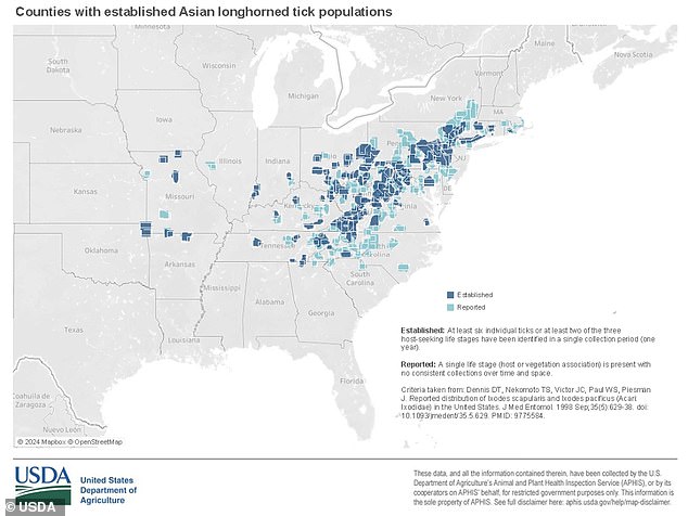 The Sooner State is the 20th state to confirm the presence of the Asian longhorn tick, which can transmit deadly human diseases through its bites