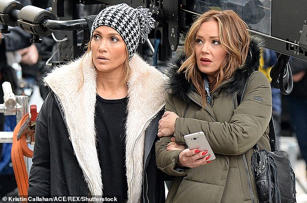 Leah Remini, one of JLo's best friends, was reportedly kicked out of her inner circle after she voiced concerns that Ben hadn't changed enough since their last split; pictured during the filming of Second Act in 2017