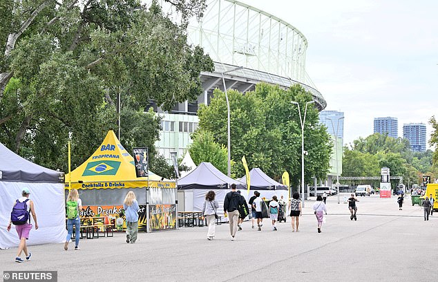 General view from outside Happel Stadium after Taylor Swift's three concerts this week were cancelled on August 8