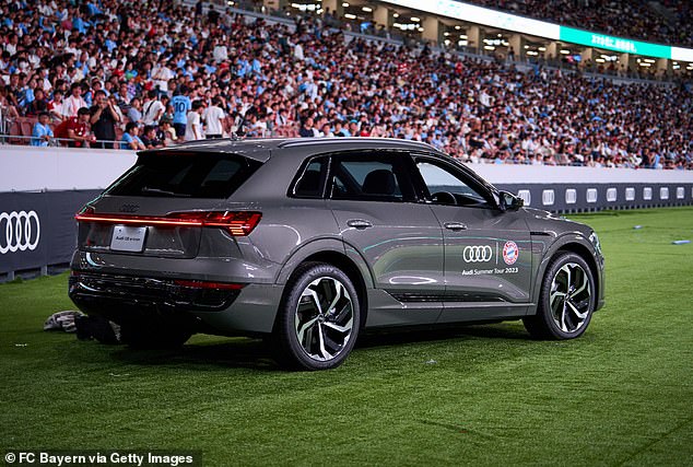 BILD reports that De Ligt was driving his £63,000 Audi Q8 e-tron at the time of the incident (pictured: an Audi Q8 e-tron on display at a football match in Tokyo)