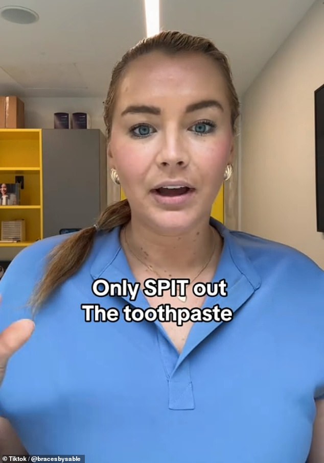 Although the doctor admitted it would feel “weird” at first, she insisted on “spitting out extra toothpaste” after brushing — a tactic she said would prevent future cavities.