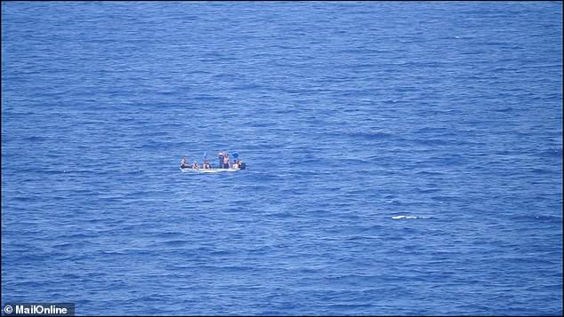 Pictured: The small boat that ran aground about 50 miles off the coast of Marbella in southern Spain