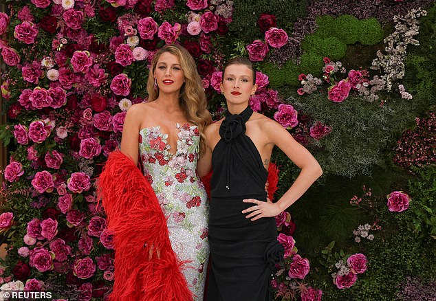 The 24-year-old actress posed for a series of red carpet photos with her It Ends With Us co-star Blake, who looked stunning in an elegant floral dress