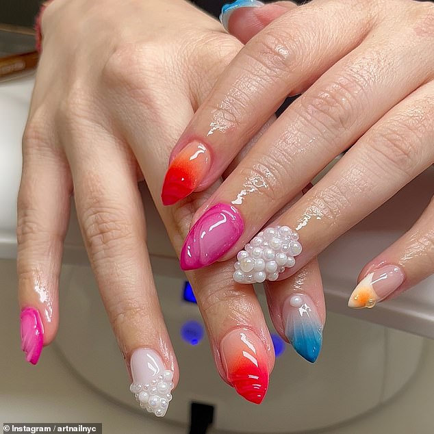 Sataya Stone, owner of Art Nail NYC (above), told FEMAIL: 'In a big city like New York, you can expect to pay between $90 and $200 or more for nail art or an elaborate manicure.'