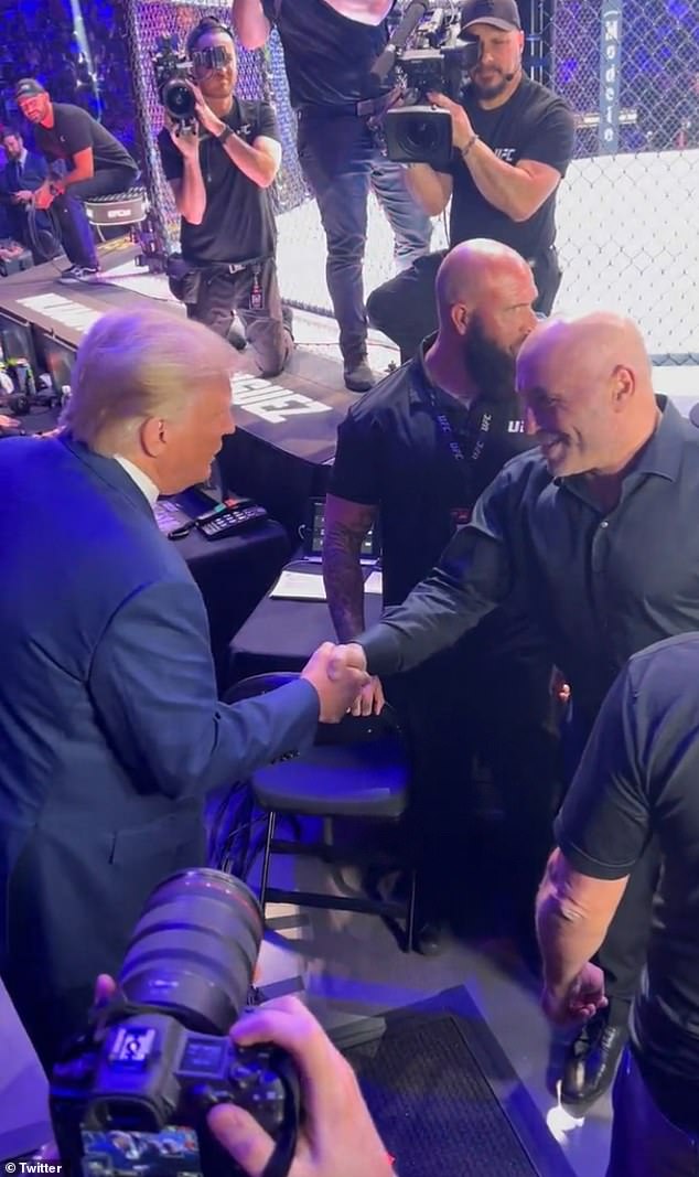 On July 9, Trump and Rogan were spotted shaking hands at the UFC 290 fight in Las Vegas — and the 77-year-old presidential candidate has since pressed for an invitation to sit down and record with him