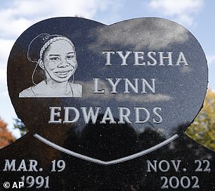 The gravestone of Tyesha Edwards, the victim of a 2002 shooting that resulted in the murder conviction of Myon Burrell