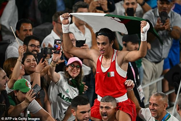 Khelif, whose involvement in the tournament has been shrouded in controversy, paid tribute to her compatriots after the historic victory