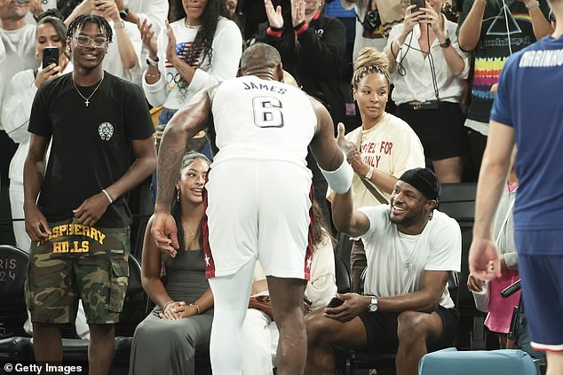 The James clan was overjoyed when LeBron celebrated his team's victory with them