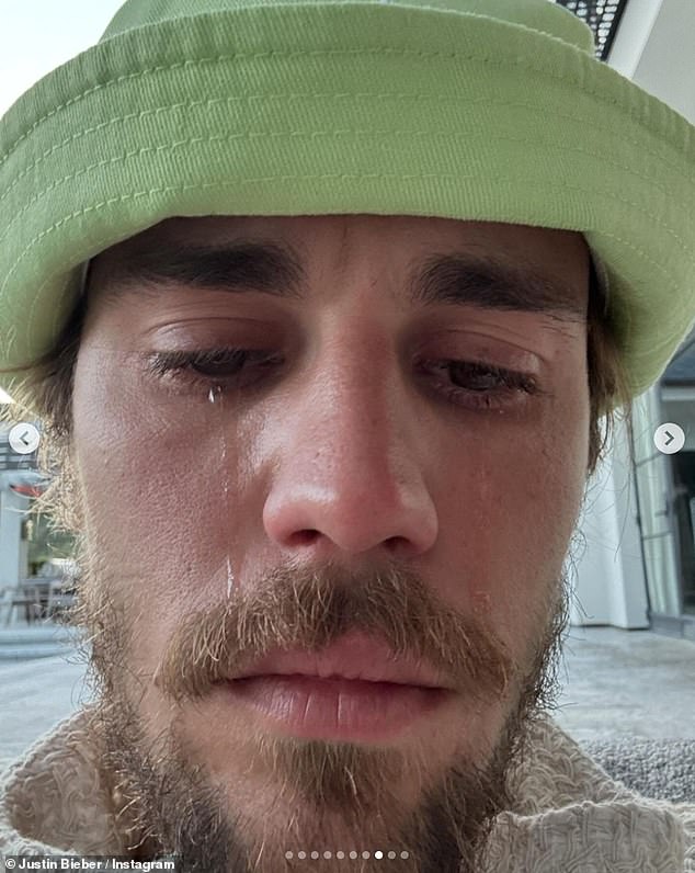 In April, Justin caused a stir after posting several selfies of himself in tears