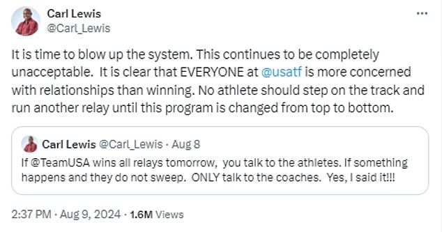 Legendary American sprinter Carl Lewis did not mention any American coach by name